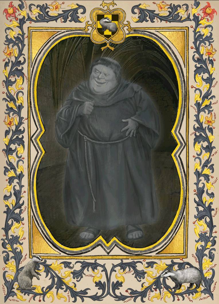 Animated illustration of Hufflepuff house ghost, the Fat Friar