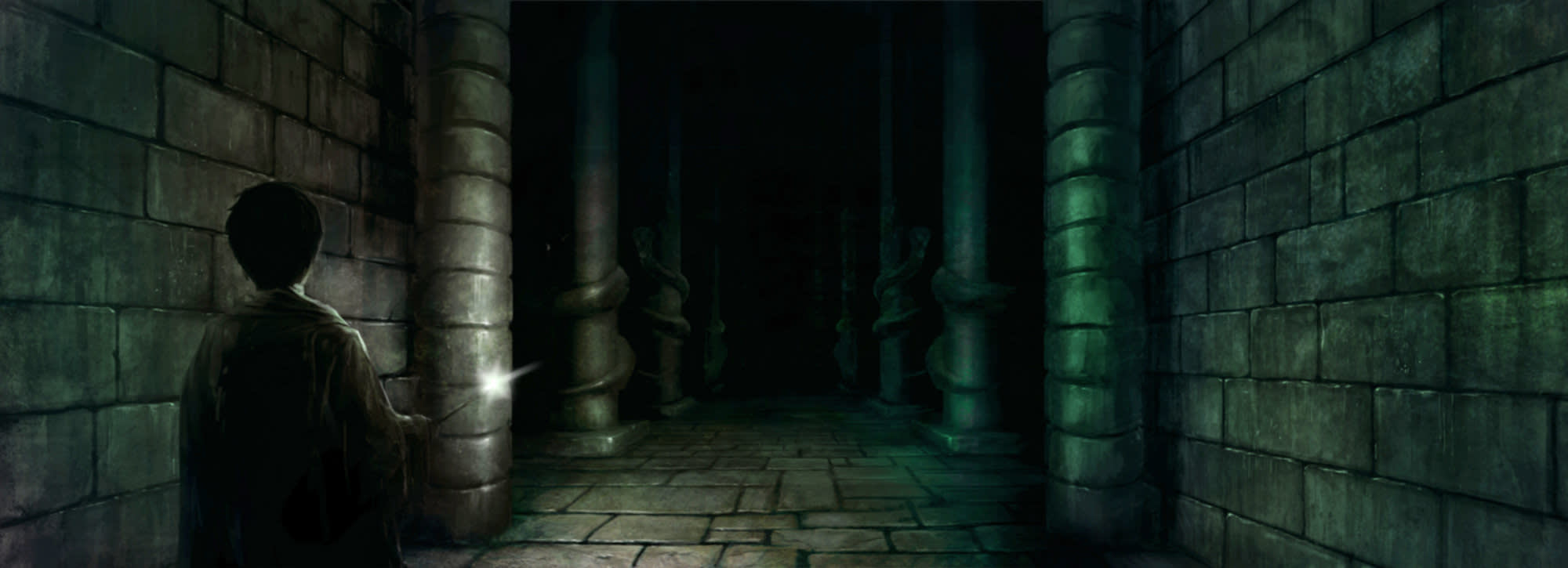 Harry looking inside the Chamber of Secrets 