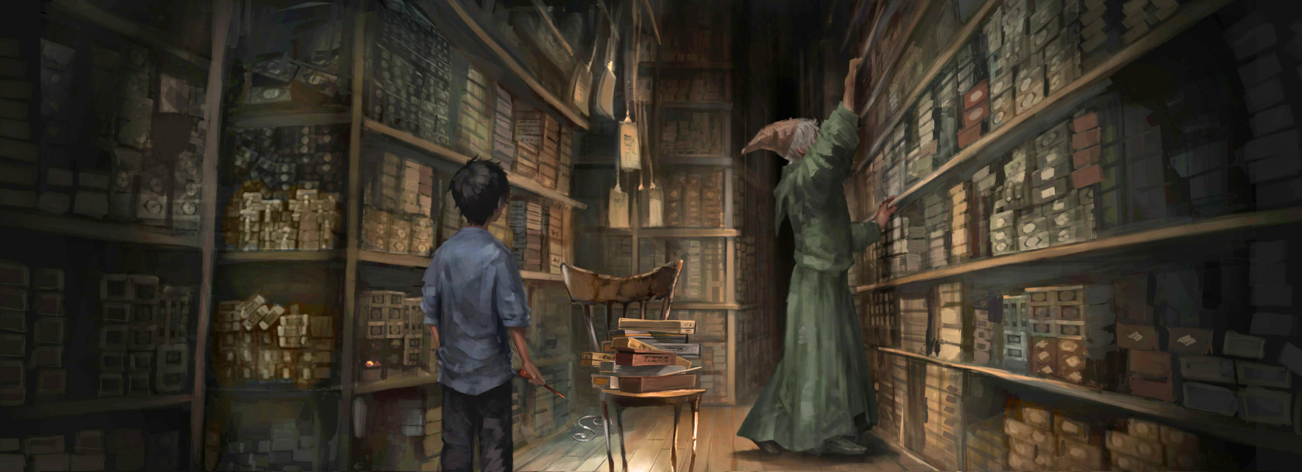 Harry at Ollivanders wand shop.