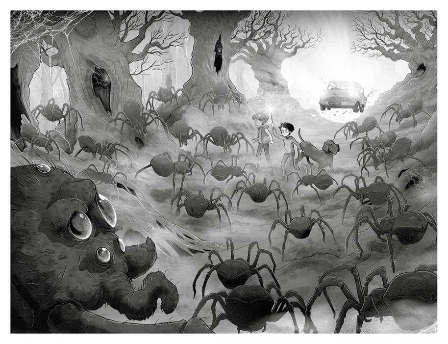 xavier-bonet-illustrations-spiders-in-the-forbidden-forest